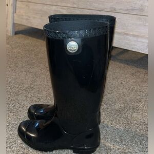 UGG Glossy Black Tall Rain Boots